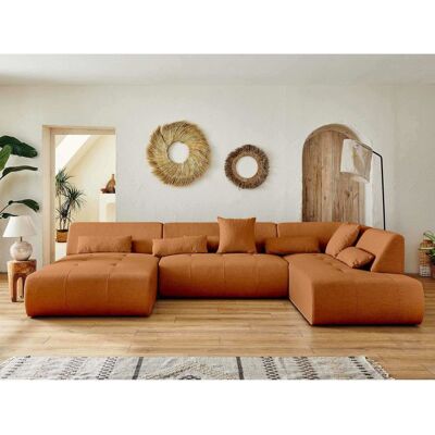 BEST MOBILIER Onyx - canapé panoramique dangle droit 7 places - en tissu - Rouille Orange - Publicité BEST MOBILIER Onyx - canapé panoramique dangle droit 7 places - en tissu - Rouille Orange - Publicité