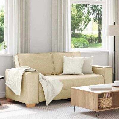 Canapé 2 places Crème 140 cm Tissu Beige - Publicité Canapé 2 places Crème 140 cm Tissu Beige - Publicité