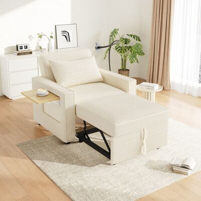 LEYTN Canapé convertible 1 place- port USB et support de téléphone-canapé-lit inclinable simple- velours côtelé- beige- 93x150x85cm Beige - Publicité LEYTN Canapé convertible 1 place- port USB et support de téléphone-canapé-lit inclinable simple- velours côtelé- beige- 93x150x85cm Beige - Publicité