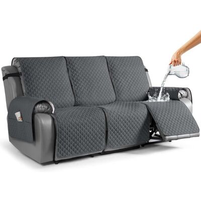 DOK Housse canapé inclinable 3 places Imperméable Poche Lavable Gris foncé Gris - Publicité DOK Housse canapé inclinable 3 places Imperméable Poche Lavable Gris foncé Gris - Publicité