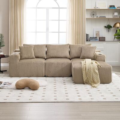 SWEIKO Canapé Modulaire Ensemble canapé salon modulaire 5 coussins porte-gobelets Kaki - Publicité SWEIKO Canapé Modulaire Ensemble canapé salon modulaire 5 coussins porte-gobelets Kaki - Publicité