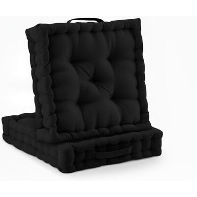 BEAUTISSU Lot de 2 coussins de sol Coussin dassise Mila 50x50cm noir Noir - Publicité BEAUTISSU Lot de 2 coussins de sol Coussin dassise Mila 50x50cm noir Noir - Publicité