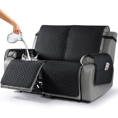 DOK Housse canapé inclinable 2 places Imperméable Poche Lavable Noir Noir - Publicité DOK Housse canapé inclinable 2 places Imperméable Poche Lavable Noir Noir - Publicité
