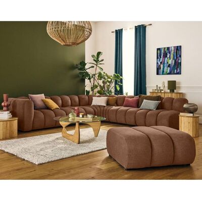 BEST MOBILIER Debbie - canapé modulable dangle droit 5 places en tissu texturé - Terracotta Orange - Publicité BEST MOBILIER Debbie - canapé modulable dangle droit 5 places en tissu texturé - Terracotta Orange - Publicité