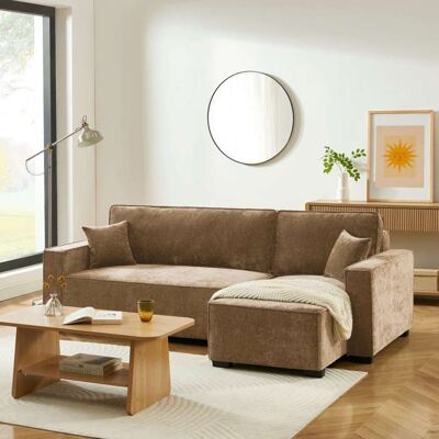 BAÏTA Canapé dangle convertible et réversible GAVI 4 places tissu marron Marron - Publicité BAÏTA Canapé dangle convertible et réversible GAVI 4 places tissu marron Marron - Publicité