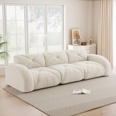 LANGTU Canapé modulable sans cadre canapé 3 places extra large tissu chenille doux idéal pour salon antidérapant sans montage Blanc Blanc - Publicité LANGTU Canapé modulable sans cadre canapé 3 places extra large tissu chenille doux idéal pour salon antidérapant sans montage Blanc Blanc - Publicité