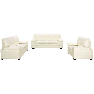 VENTE-UNIQUE Canapés 3 places 2 places et un fauteuil en cuir de buffle ivoire MIMAS II Blanc - Publicité VENTE-UNIQUE Canapés 3 places 2 places et un fauteuil en cuir de buffle ivoire MIMAS II Blanc - Publicité