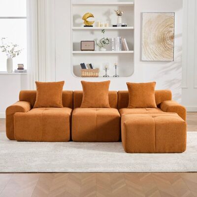 VEPSSDER Canapé dangle en L 268×102×78 cm avec pouf canapé modulable sans structurecanapé 3 placesmousseaucun assemblage requisorange Orange - Publicité VEPSSDER Canapé dangle en L 268×102×78 cm avec pouf canapé modulable sans structurecanapé 3 placesmousseaucun assemblage requisorange Orange - Publicité
