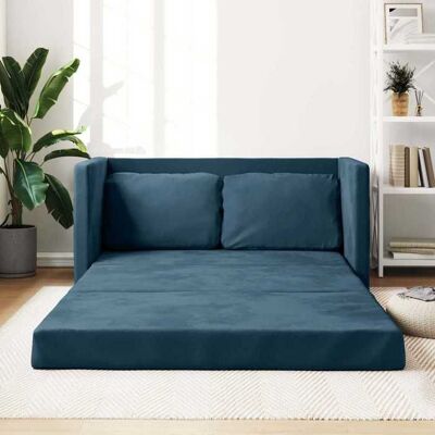 VIDAXL SOFA convertible - Canapé de Séjour - 1/2 places - 2 en 1 bleu 122x204x55 cm velours - Sofa lit 0_631254 Bleu - Publicité VIDAXL SOFA convertible - Canapé de Séjour - 1/2 places - 2 en 1 bleu 122x204x55 cm velours - Sofa lit 0_631254 Bleu - Publicité