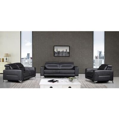Ensemble de Canapé relax électrique en cuir DOA - Noir 3+2+1 places Noir - Publicité Ensemble de Canapé relax électrique en cuir DOA - Noir 3+2+1 places Noir - Publicité