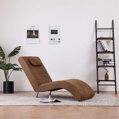Chaise longue - vidaXL - Similicuir daim - Confortable - Design ergonomique - Marron Marron - Publicité Chaise longue - vidaXL - Similicuir daim - Confortable - Design ergonomique - Marron Marron - Publicité