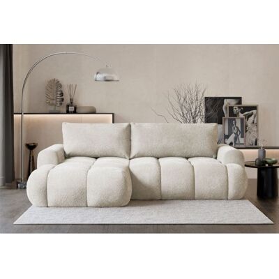 SELSEY Canapé dangle convertible - OMBO MINI - en peluche crème - côté gauche Beige - Publicité SELSEY Canapé dangle convertible - OMBO MINI - en peluche crème - côté gauche Beige - Publicité