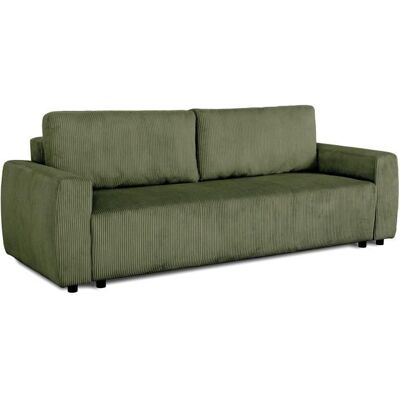 CASAPY Canapé convertible - 3 places - PHARELL - Tissu Velours côtelé Kaki - Coffre - 231 x 84 x 91 cm Vert - Publicité CASAPY Canapé convertible - 3 places - PHARELL - Tissu Velours côtelé Kaki - Coffre - 231 x 84 x 91 cm Vert - Publicité