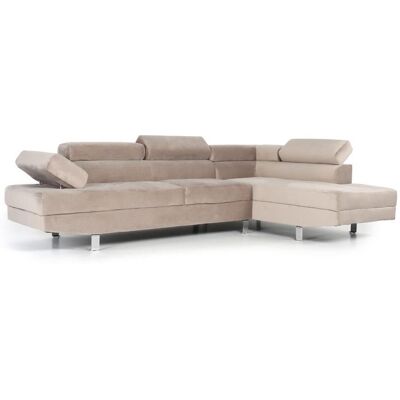 MENZZO Canapé dangle avec têtières relevables Alfa Velours Taupe -L260 x P163 x H72 cmProfondeur dassise 50cm Marron - Publicité MENZZO Canapé dangle avec têtières relevables Alfa Velours Taupe -L260 x P163 x H72 cmProfondeur dassise 50cm Marron - Publicité