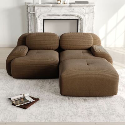 OEM Canapé dangle modulable - Velours côtelé - 208x178x75 cm - Marron - Sans montage - Accoudoirs courbés Marron - Publicité OEM Canapé dangle modulable - Velours côtelé - 208x178x75 cm - Marron - Sans montage - Accoudoirs courbés Marron - Publicité