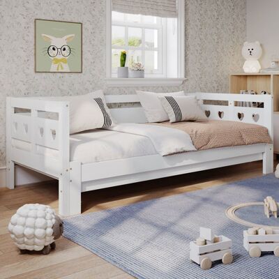 LEMONBEST Canapé-lit Extensible Blanc 90×190 cm Lit de Jour avec Sommier à Lattes 2e Couchage - Bois Massif en Pin - Pour Salon et Chambre Blanc - Publicité LEMONBEST Canapé-lit Extensible Blanc 90×190 cm Lit de Jour avec Sommier à Lattes 2e Couchage - Bois Massif en Pin - Pour Salon et Chambre Blanc - Publicité