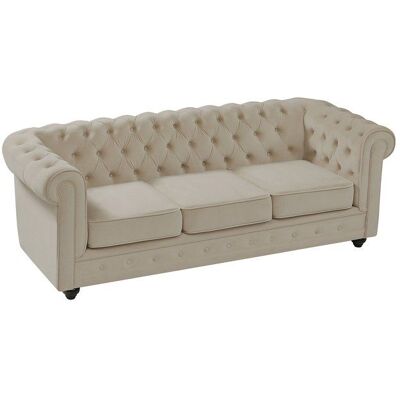 Canapé Chesterfield en Velours Beige Vente-unique - Publicité Canapé Chesterfield en Velours Beige Vente-unique - Publicité