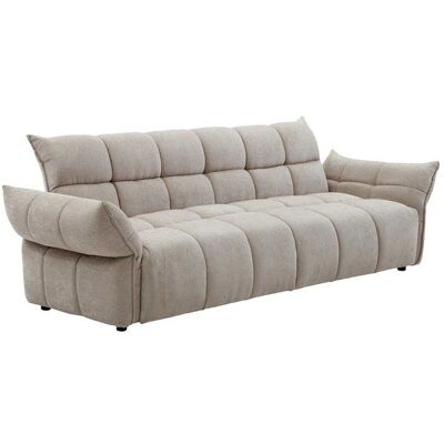 VENTE-UNIQUE Canapé 3 places convertible clic-clac en tissu chenille beige HAKEMO Beige - Publicité VENTE-UNIQUE Canapé 3 places convertible clic-clac en tissu chenille beige HAKEMO Beige - Publicité