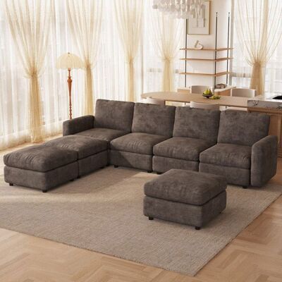 GUYII Canapé d’Angle 7 Places en Tissu Marron Foncé Modulable Convertible avec Méridienne et Pouf Grand Sofa Moderne Salon Confortable Marron - Publicité GUYII Canapé d’Angle 7 Places en Tissu Marron Foncé Modulable Convertible avec Méridienne et Pouf Grand Sofa Moderne Salon Confortable Marron - Publicité