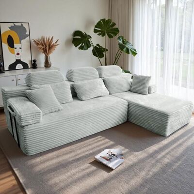 PATBRELA Canapé dangle réversible avec méridienne canapé modulairee dossier haute canapé-lit à assise profonde sans assemblage gris Gris - Publicité PATBRELA Canapé dangle réversible avec méridienne canapé modulairee dossier haute canapé-lit à assise profonde sans assemblage gris Gris - Publicité