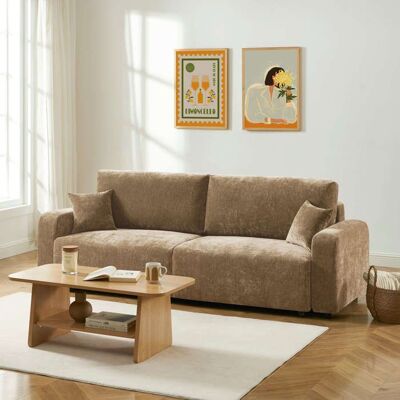 BAÏTA Canapé droit convertible LIVIO 3 places tissu marron Marron - Publicité BAÏTA Canapé droit convertible LIVIO 3 places tissu marron Marron - Publicité