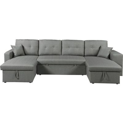 Canapé dangle panoramique convertible en tissu Axel - 4 places - Gris Gris - Publicité Canapé dangle panoramique convertible en tissu Axel - 4 places - Gris Gris - Publicité