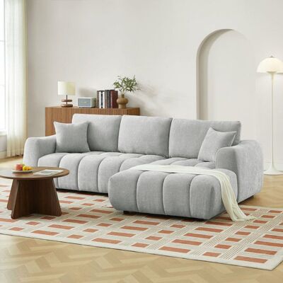 BAÏTA Canapé dangle droit fixe KEREA 4 places tissu chenille gris Gris - Publicité BAÏTA Canapé dangle droit fixe KEREA 4 places tissu chenille gris Gris - Publicité