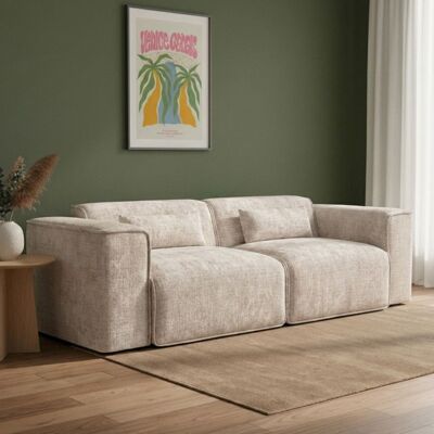 BAÏTA Canapé droit fixe NUNA 3 places tissu beige Beige - Publicité BAÏTA Canapé droit fixe NUNA 3 places tissu beige Beige - Publicité