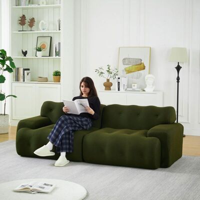 Canapé Nuage 2-3 Places Tissu Vert 224cm Design Moderne Arrondi Capitonné Sans Montage Salon Appartement Confort XL Vert - Publicité Canapé Nuage 2-3 Places Tissu Vert 224cm Design Moderne Arrondi Capitonné Sans Montage Salon Appartement Confort XL Vert - Publicité