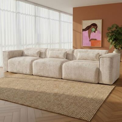 BAÏTA Canapé droit fixe NUNA 4/5 places tissu beige Beige - Publicité BAÏTA Canapé droit fixe NUNA 4/5 places tissu beige Beige - Publicité