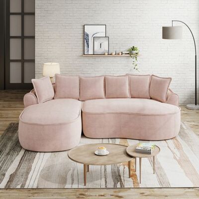 OEM Canapé dangle modulaire - Tissu chenille - Forme en L - Siège extra profond - Accoudoirs larges - Méridienne Rose - Publicité OEM Canapé dangle modulaire - Tissu chenille - Forme en L - Siège extra profond - Accoudoirs larges - Méridienne Rose - Publicité