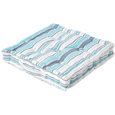 HOMESCAPES Coussin de sol - New England - 40 x 40 cm - Bleu - Rayures - 100% Coton Bleu - Publicité HOMESCAPES Coussin de sol - New England - 40 x 40 cm - Bleu - Rayures - 100% Coton Bleu - Publicité