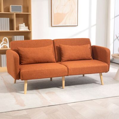 Generic Canapé convertible 3 places design clic clac dossier inclinable et accoudoirs réglables tissu effet lin marron Marron - Publicité Generic Canapé convertible 3 places design clic clac dossier inclinable et accoudoirs réglables tissu effet lin marron Marron - Publicité