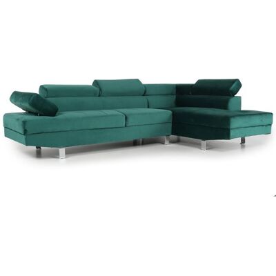 MENZZO Canapé dangle avec têtières relevables Alfa Velours Vert Vert - Publicité MENZZO Canapé dangle avec têtières relevables Alfa Velours Vert Vert - Publicité