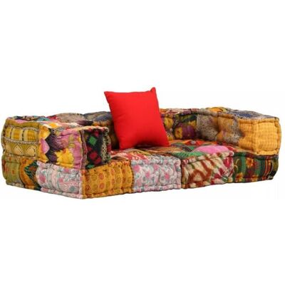 VIDAXL Canapé modulaire à 2 places avec accoudoirs Tissu Patchwork - Meubles - Canapés Multicolore Multicolore - Publicité VIDAXL Canapé modulaire à 2 places avec accoudoirs Tissu Patchwork - Meubles - Canapés Multicolore Multicolore - Publicité