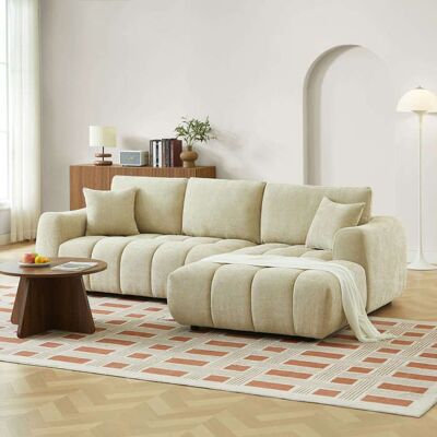 BAÏTA Canapé dangle droit fixe KEREA 4 places tissu chenille taupe Beige - Publicité BAÏTA Canapé dangle droit fixe KEREA 4 places tissu chenille taupe Beige - Publicité