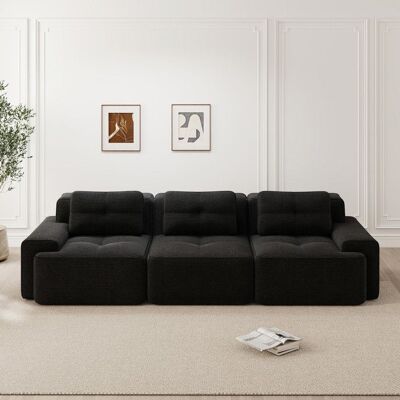 OEM Canapé dangle modulaire - Noir - Velours côtelé - 293x104x69 cm - 3 places - Confort semblable à un nuage Noir - Publicité OEM Canapé dangle modulaire - Noir - Velours côtelé - 293x104x69 cm - 3 places - Confort semblable à un nuage Noir - Publicité