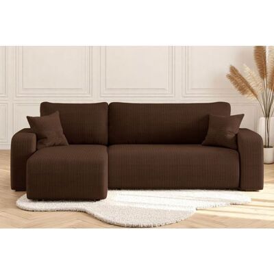 LOUNGITUDE Canapé ALYA dangle réversible et convertible 4 places en velours côtelé - Marron Marron - Publicité LOUNGITUDE Canapé ALYA dangle réversible et convertible 4 places en velours côtelé - Marron Marron - Publicité