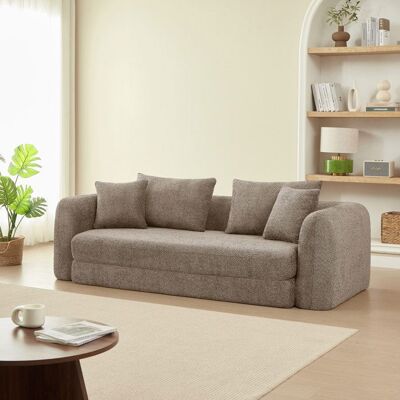 BAÏTA Canapé droit compressé convertible MORPHEO 3 places tissu bouclette marron Marron - Publicité BAÏTA Canapé droit compressé convertible MORPHEO 3 places tissu bouclette marron Marron - Publicité