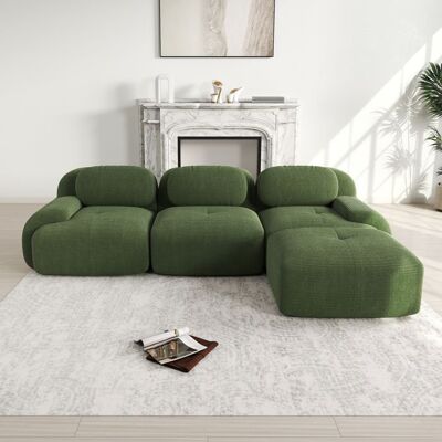 OEM Canapé dangle modulaire - Velours côtelé - Vert - 298x178x75 cm - Sans montage - Accoudoirs extra-larges Vert - Publicité OEM Canapé dangle modulaire - Velours côtelé - Vert - 298x178x75 cm - Sans montage - Accoudoirs extra-larges Vert - Publicité