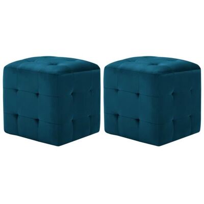 vidaXL 2 pcs Poufs Bleu 30 x 30 x 30 cm Tissu velours Bleu - Publicité vidaXL 2 pcs Poufs Bleu 30 x 30 x 30 cm Tissu velours Bleu - Publicité