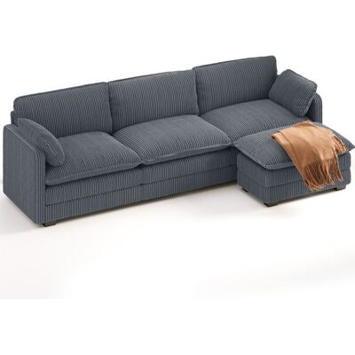 Canapé dangle Convertible - Bealife - 1 Pouf Amovible - 4 Places - 2 Coussins - Droit - Velours Côtelé Gris - Scandinave Gris - Publicité Canapé dangle Convertible - Bealife - 1 Pouf Amovible - 4 Places - 2 Coussins - Droit - Velours Côtelé Gris - Scandinave Gris - Publicité