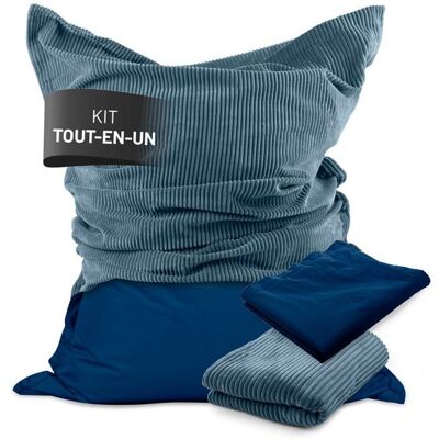 Pouf Classic LUMALAND XXL Set Pouf géant XXL avec housse velours côtelé et housse Fauteuil canapé avec rembourrage EPS - bleu Bleu - Publicité Pouf Classic LUMALAND XXL Set Pouf géant XXL avec housse velours côtelé et housse Fauteuil canapé avec rembourrage EPS - bleu Bleu - Publicité