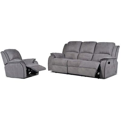 Ensemble Canapé Hernani Gris - Relax, Microfibre, 3+1 - Publicité Ensemble Canapé Hernani Gris - Relax, Microfibre, 3+1 - Publicité