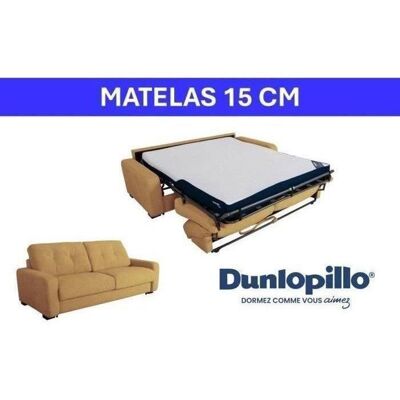 Canapé convertible express - 3 places - SOA - Tissu gauffré - Ocre - Matelas 15 cm - 215 x 100 x 91 cm - DUNLOPILLO Jaune - Publicité Canapé convertible express - 3 places - SOA - Tissu gauffré - Ocre - Matelas 15 cm - 215 x 100 x 91 cm - DUNLOPILLO Jaune - Publicité