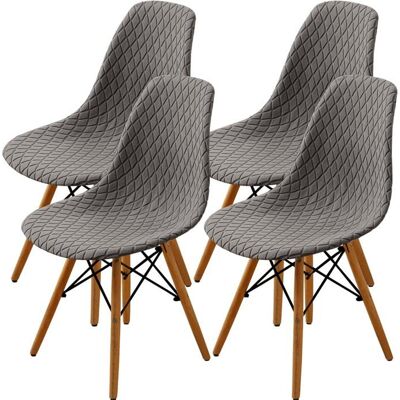 HOUSE OF HARLOW 1960 4Pcs Housse de Chaise Scandinaves Extensible Housse de Chaise de Salle à Manger Jacquard de Diamant - Taupe Gris - Publicité HOUSE OF HARLOW 1960 4Pcs Housse de Chaise Scandinaves Extensible Housse de Chaise de Salle à Manger Jacquard de Diamant - Taupe Gris - Publicité