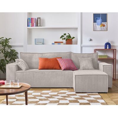 BEST MOBILIER Cezanne - canapé dangle réversible - 4 places - convertible avec coffre - en velours côtelé - Beige Beige - Publicité BEST MOBILIER Cezanne - canapé dangle réversible - 4 places - convertible avec coffre - en velours côtelé - Beige Beige - Publicité