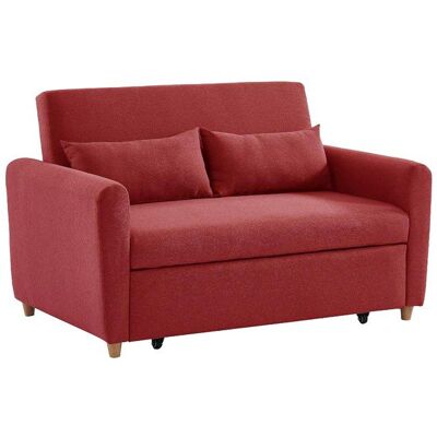 VENTE-UNIQUE Canapé 2 places convertible en tissu rouge AYLA Rouge - Publicité VENTE-UNIQUE Canapé 2 places convertible en tissu rouge AYLA Rouge - Publicité