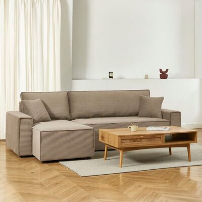 BAÏTA Canapé dangle convertible et réversible 4 places ZOLA velours taupe - Publicité BAÏTA Canapé dangle convertible et réversible 4 places ZOLA velours taupe - Publicité
