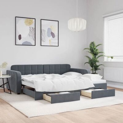 vidaXL Lit de jour avec gigogne et tiroirs sans matelas 90x200 cm 3196978 Gris - Publicité vidaXL Lit de jour avec gigogne et tiroirs sans matelas 90x200 cm 3196978 Gris - Publicité
